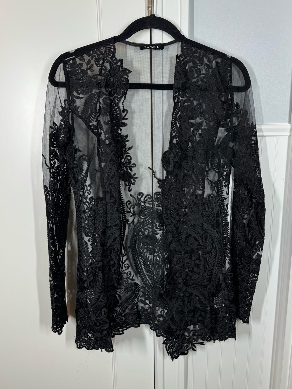 Vtg 90s Y2K Open Front Top Sheer Mesh Lace Whimsigoth Witchy Grunge size small